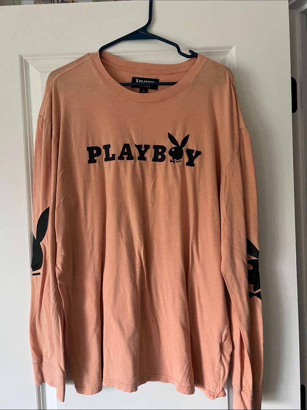 PLAYBOY Peach Long Sleeve Logo Sweatshirt with Black Graphics